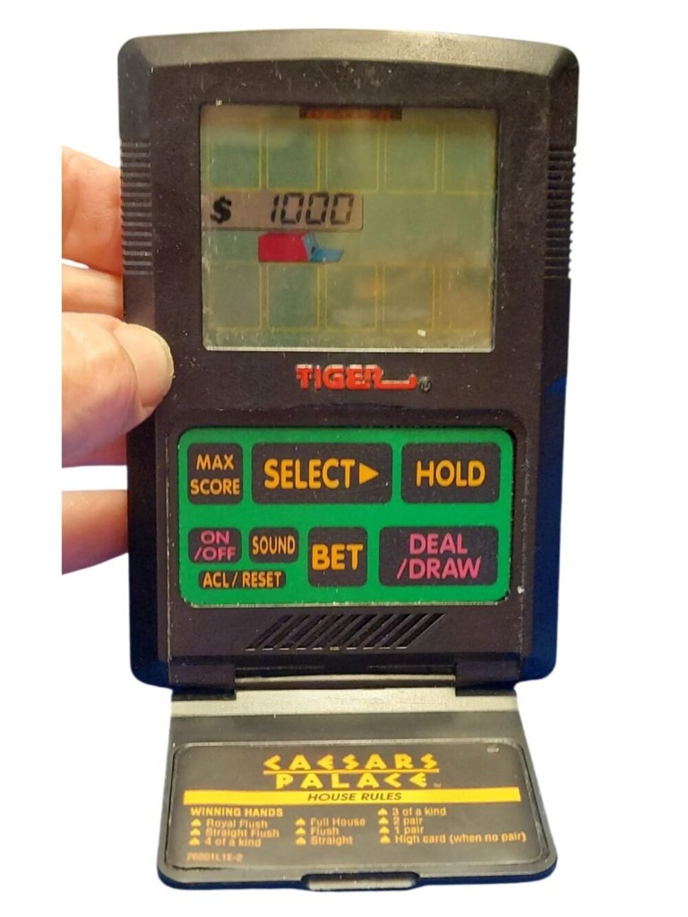 Caesars Palace Poker 1993 Tiger Handheld Electronic Game Vintage 1416